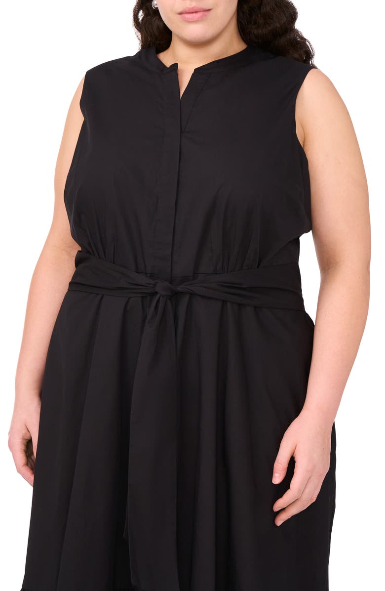 Halogen<sup>®</sup> Tie Front Cotton Midi Sundress, Alternate, color, Rich Black