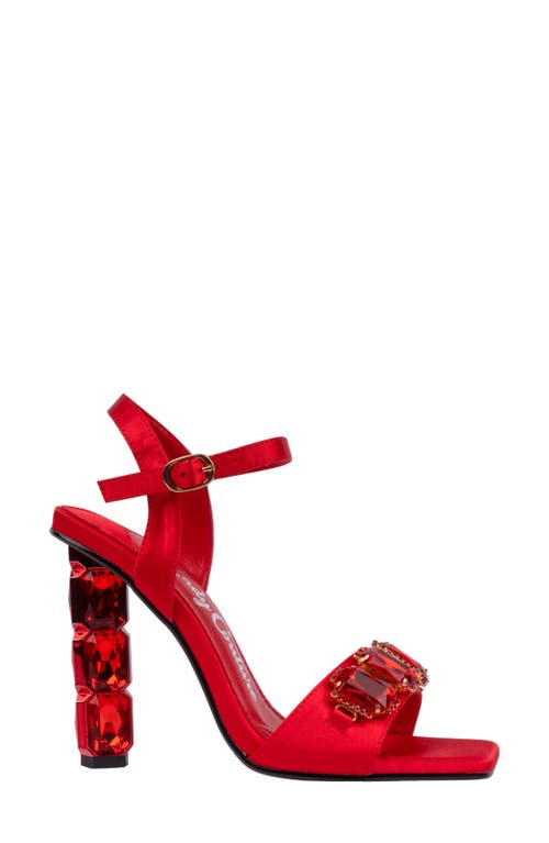 Lady Couture Rhinestone Ankle Strap Sandal In Red