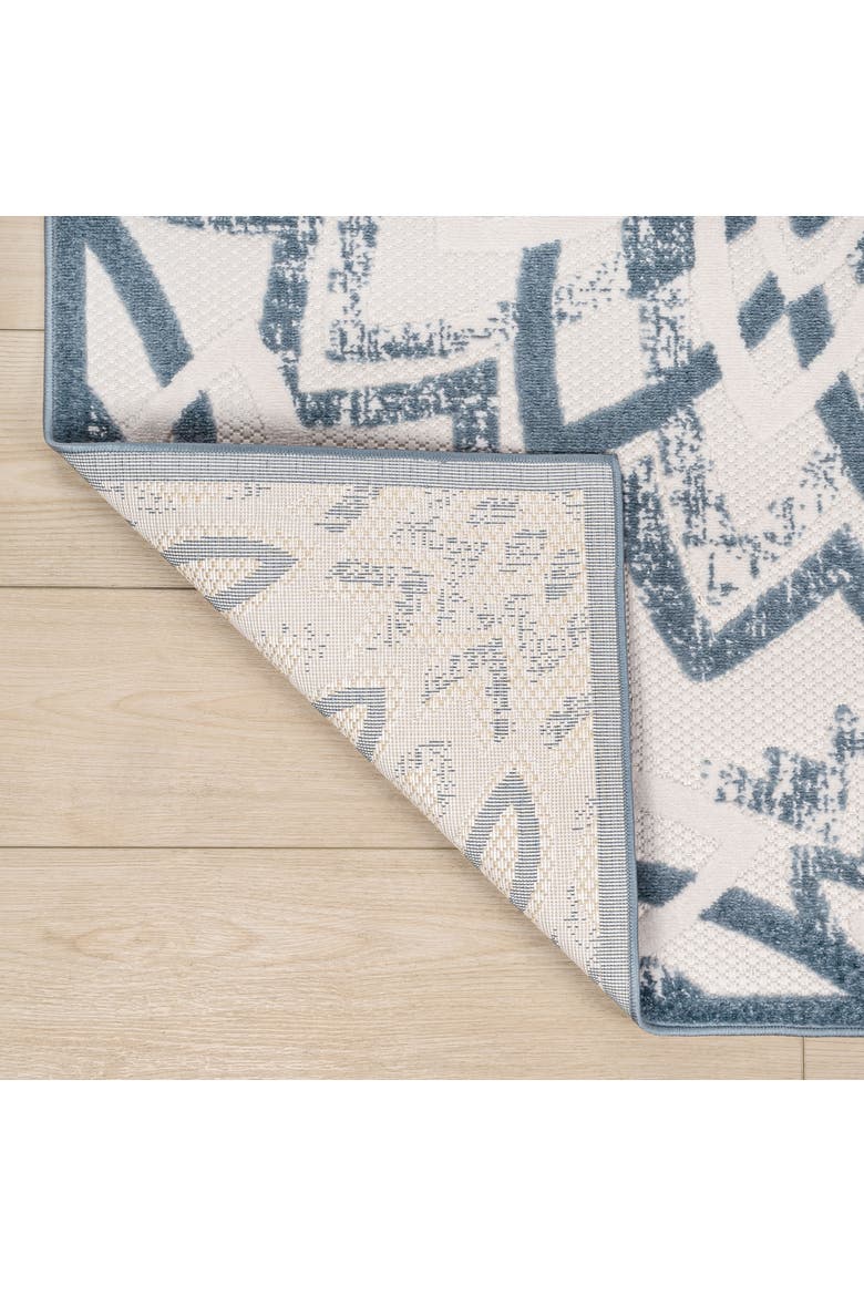 Flora Abstract Bold Mandala High-Low Indoor/Outdoor Rug, Alternate, color, Cream/Dark Blue