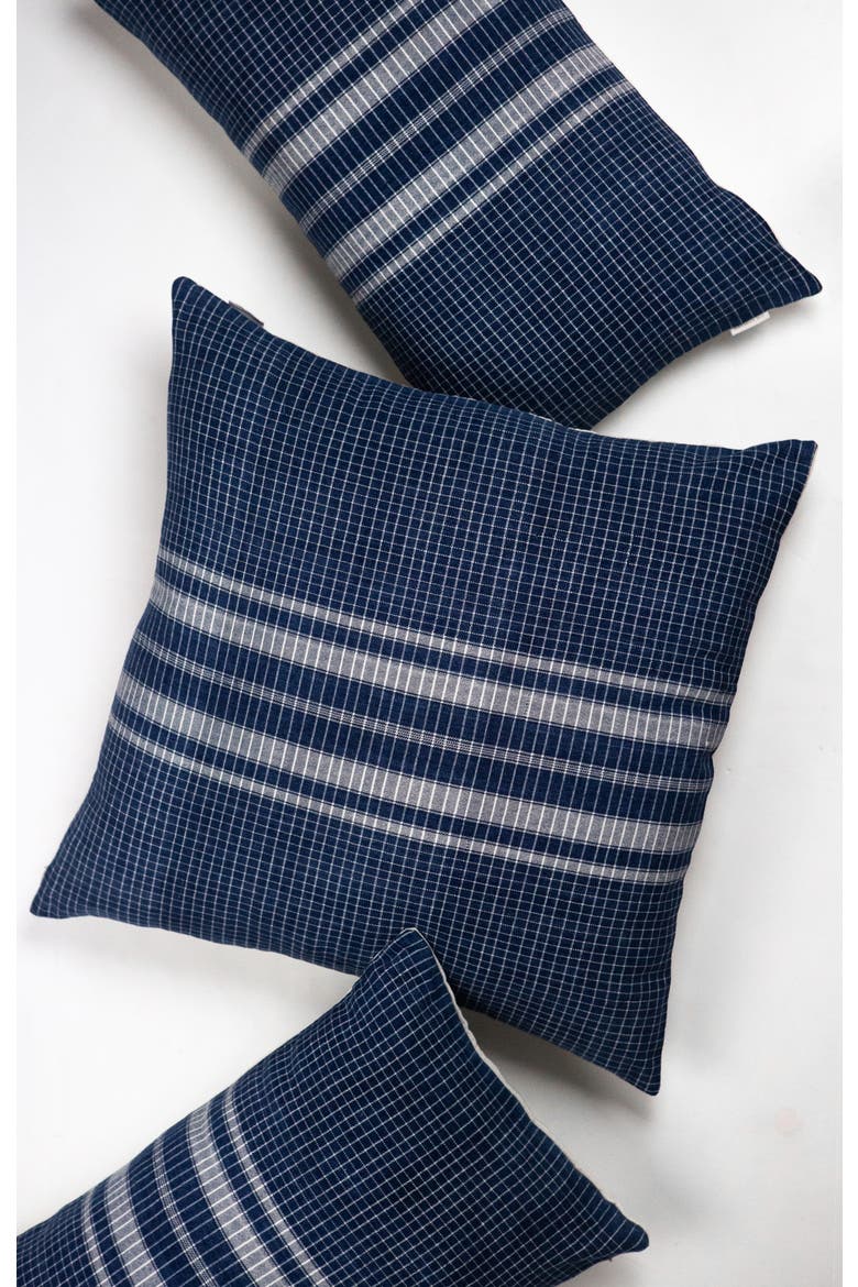 Vintage Indigo Denim Gingham Pillow, Alternate, color, Blue