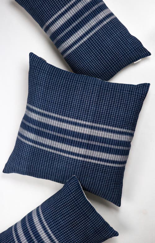 Archive New York Vintage Indigo Denim Gingham Pillow In Blue