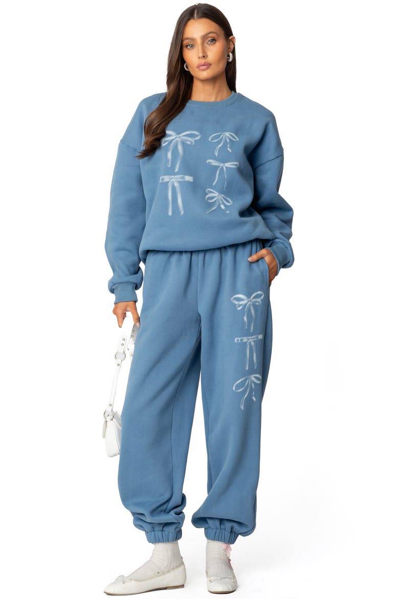 Bow Bliss Oversized Sweatpants, Alternate, color, BLUE