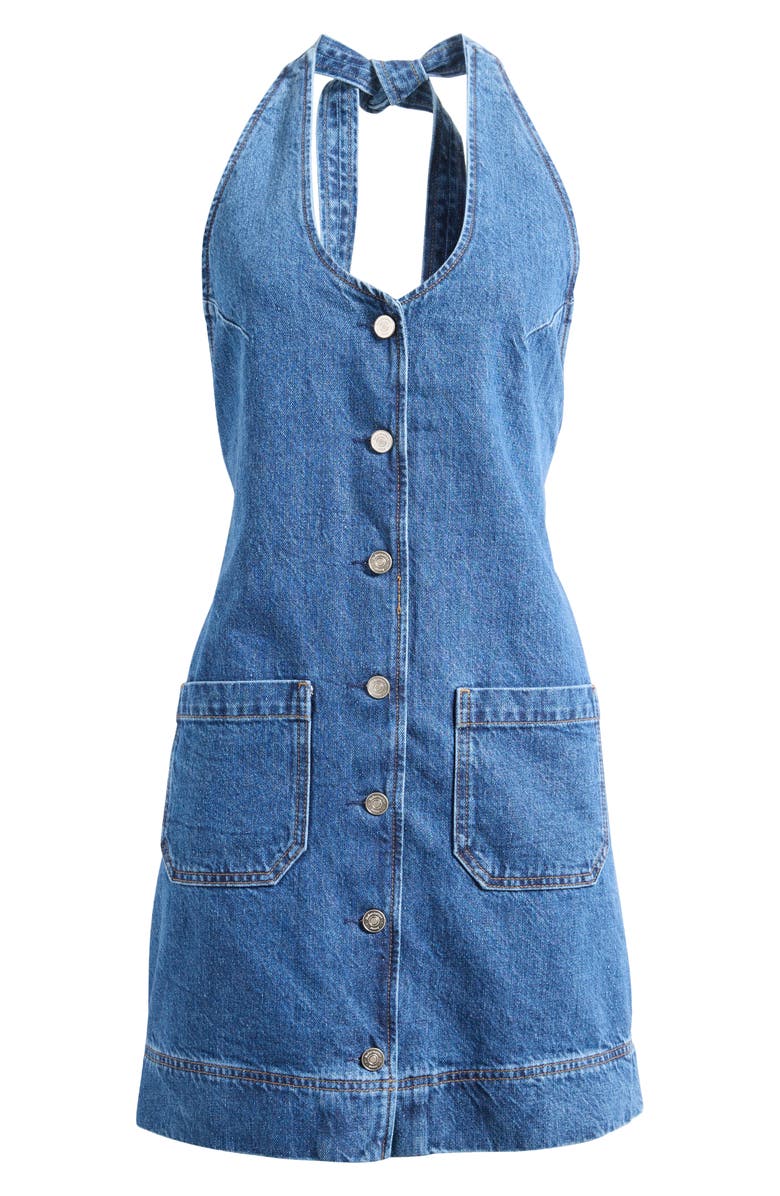 Reformation Brittany Halter Denim Minidress, Alternate, color,