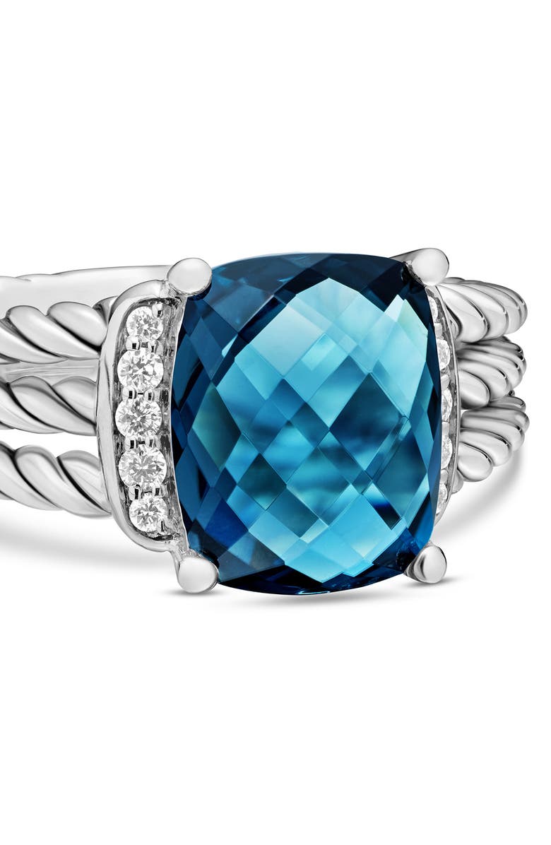 David Yurman Petite Wheaton<sup>®</sup> in Sterling Silver with Semiprecious Stone & Diamonds, 10mm, Alternate, color, Hampton Blue Topaz
