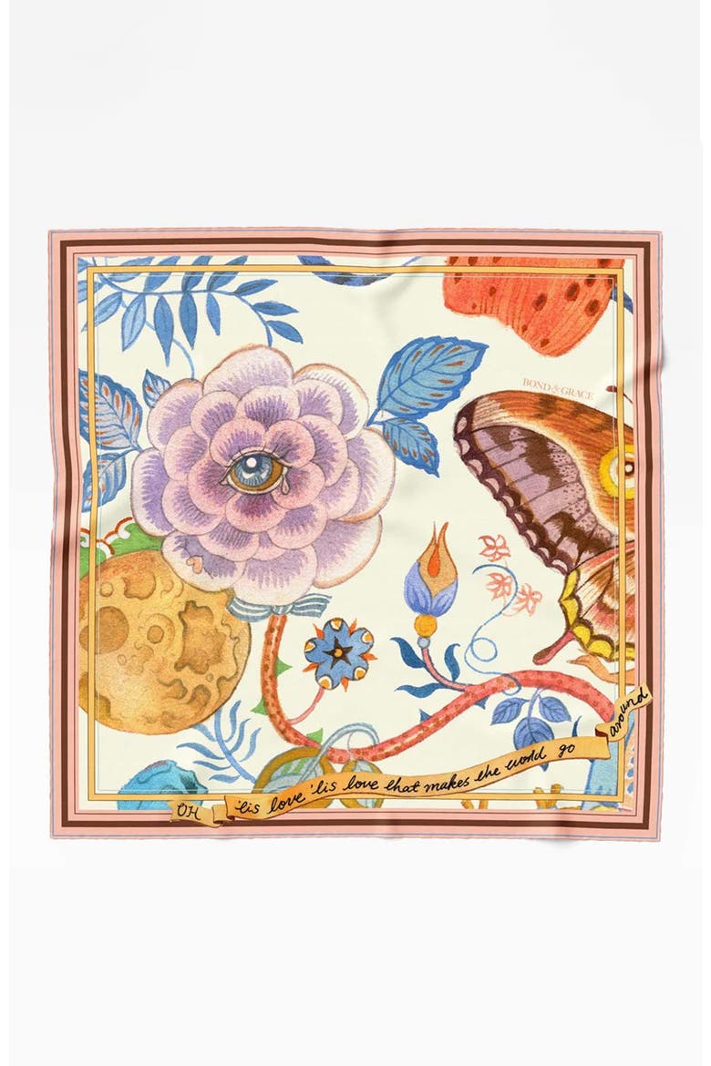 Garrulous Flowers Art Scarf, Main, color, Yellow