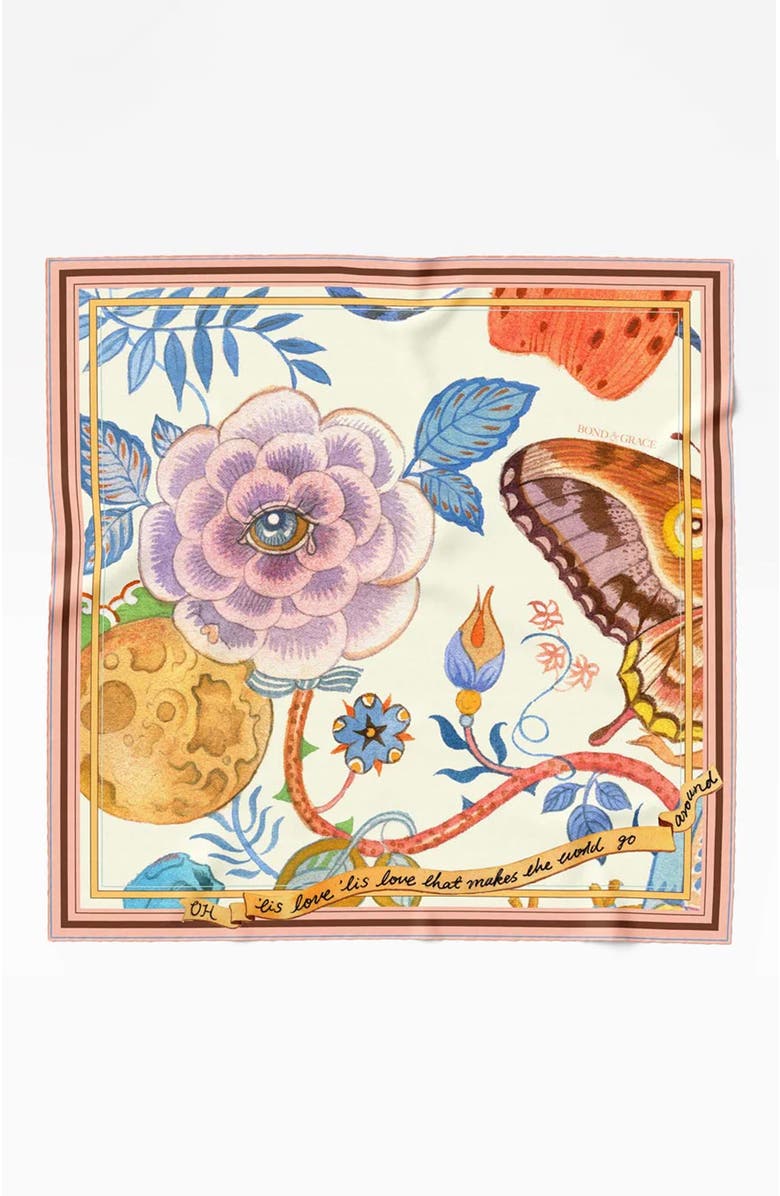 Bond & Grace Garrulous Flowers Art Scarf, Main, color, Yellow