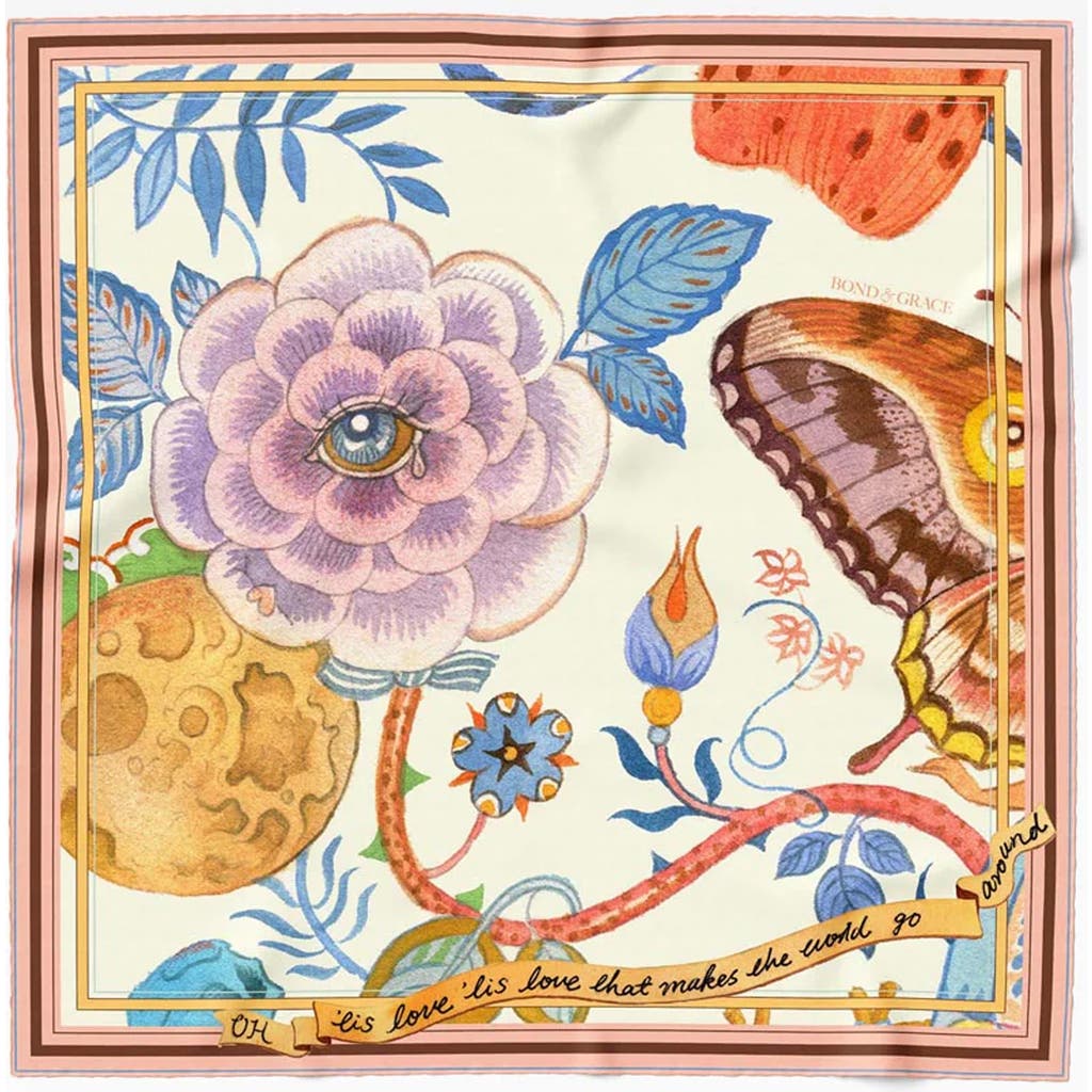 Bond & Grace Garrulous Flowers Art Scarf In Yellow