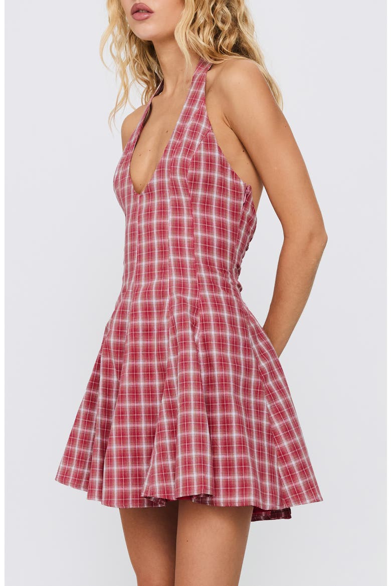 Out of Nowhere Halter Minidress, Alternate, color, RED CHECK
