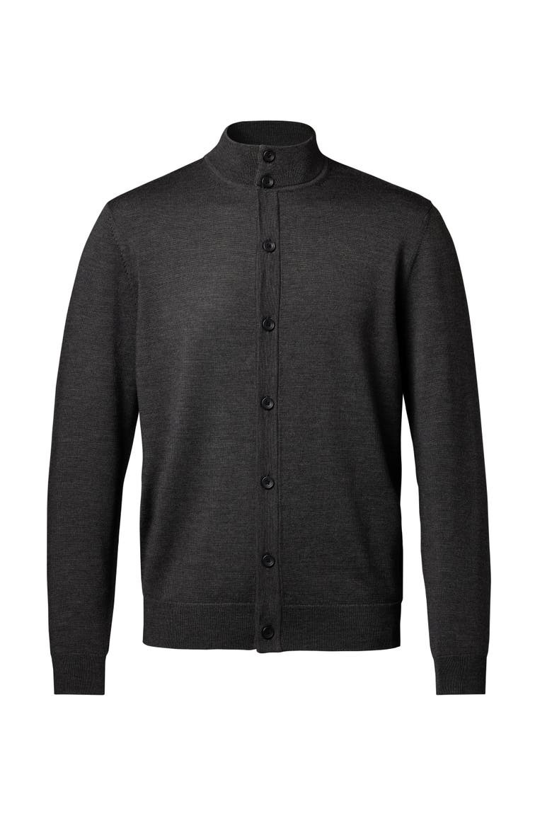 Merino Button Through Funnel Neck Cardigan, Alternate, color, Gray