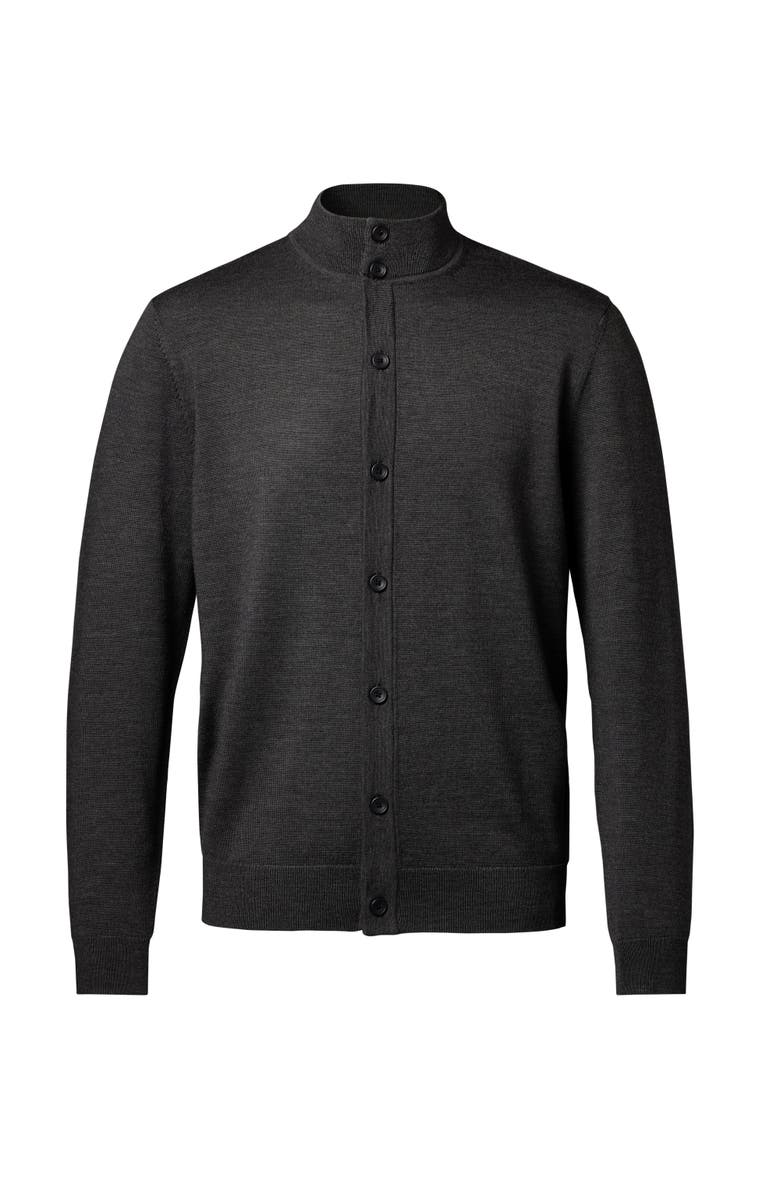 Charles Tyrwhitt Merino Button Through Funnel Neck Cardigan, Alternate, color, Gray
