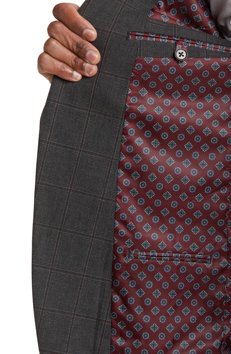 SAVILE ROW CO Charcoal Grey Plaid Notched Lapel Suit, Alternate, color,
