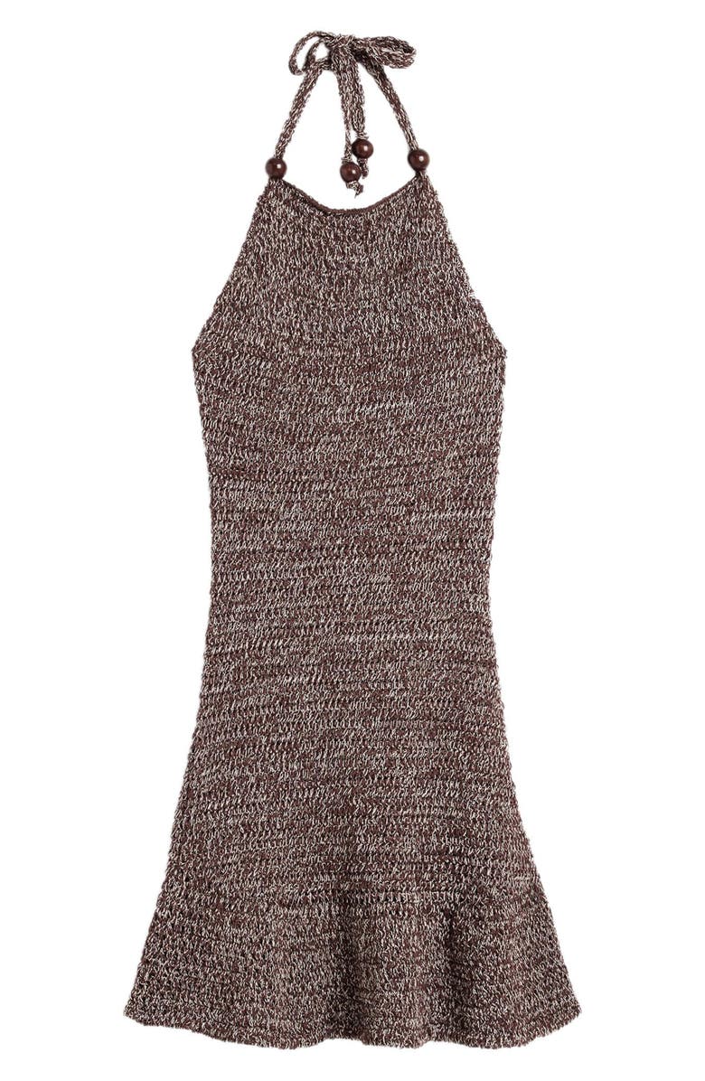 Desigual Open Stitch Halter Neck Cotton Blend Minidress, Main, color, Brown