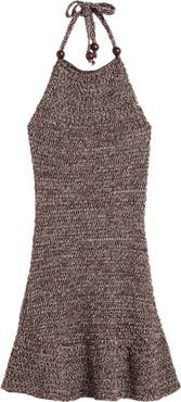 Desigual Open Stitch Halter Neck Cotton Blend Minidress