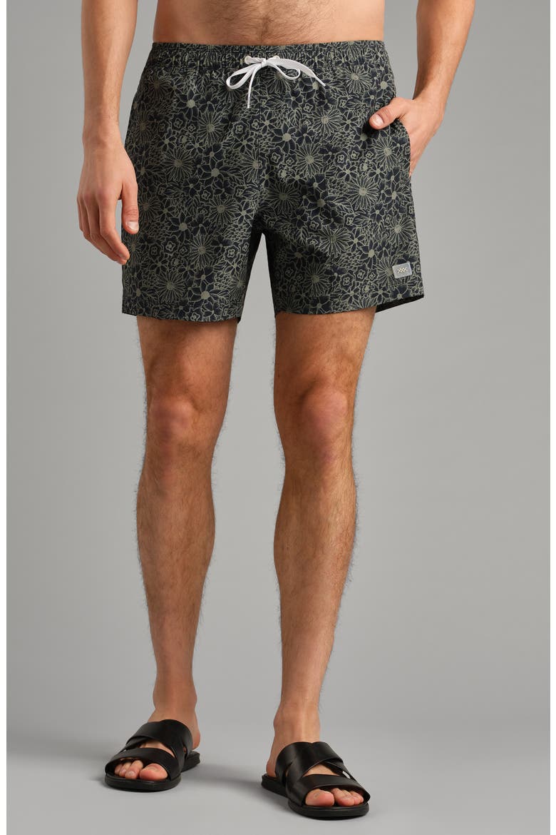 R&R 5.5-Inch Swim Trunks, Main, color, TRUE NAVY/GREEN SAGE FLORAL