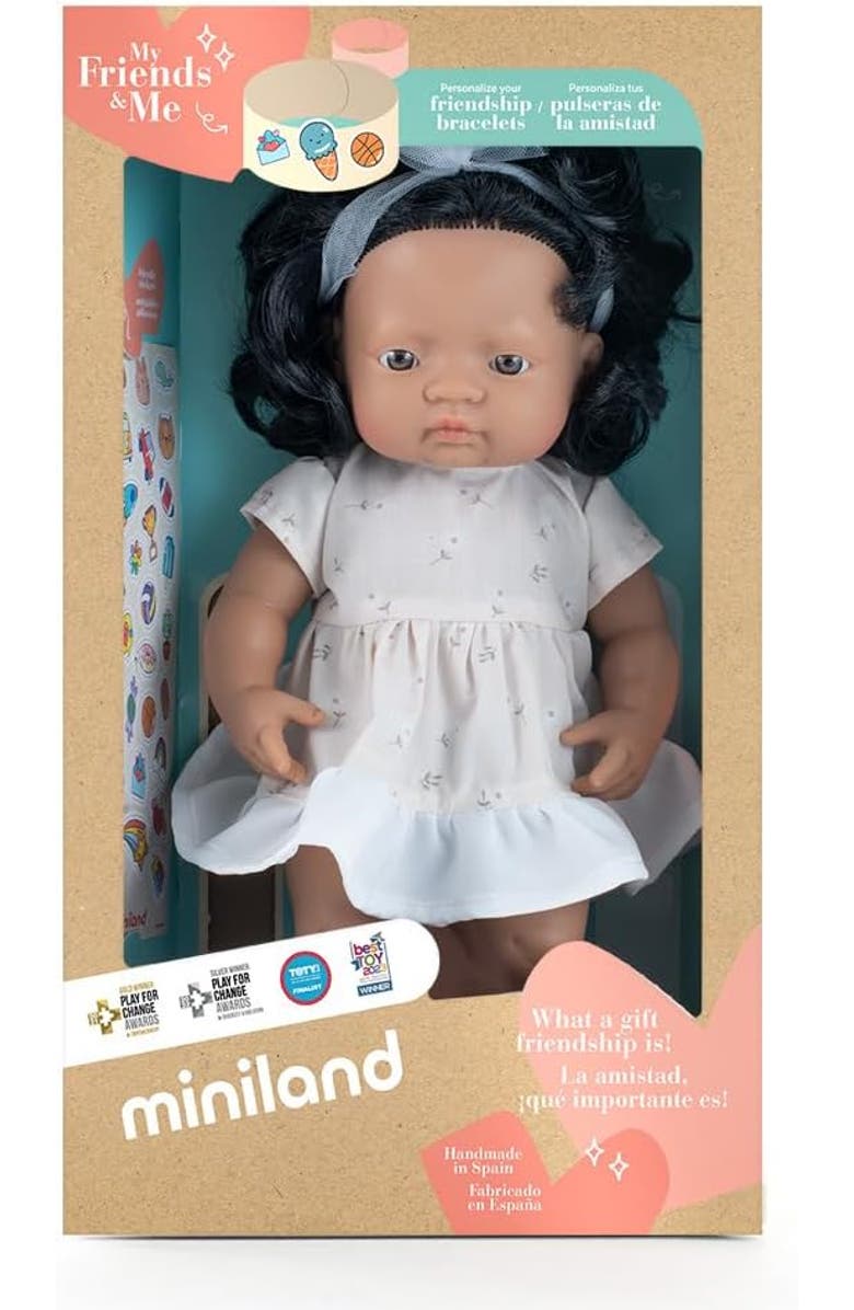 Miniland My Friends and Me Collection Hispanic Baby Girl Doll with Black Hair - 15", Alternate, color, Brown
