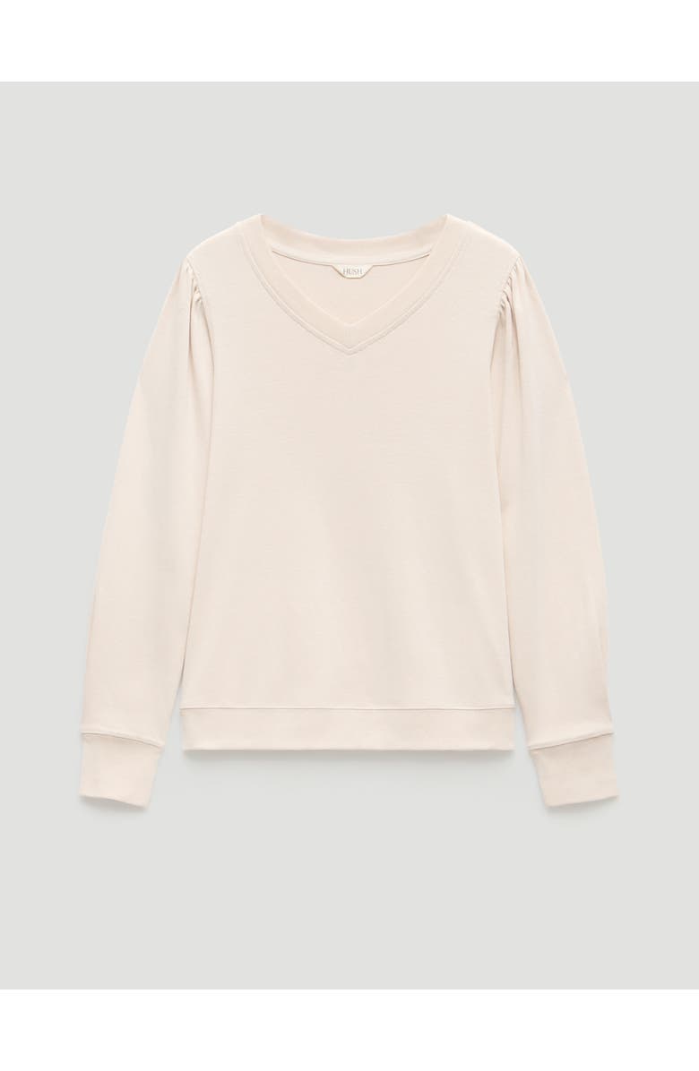 Hush Emily V-Neck Puff Sleeve Top, Alternate, color, Almond