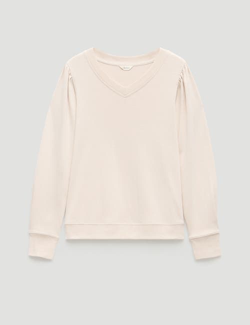 Hush Emily V-neck Puff Sleeve Top In Neutral