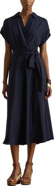 Lauren Ralph Lauren Belted Crêpe Dress