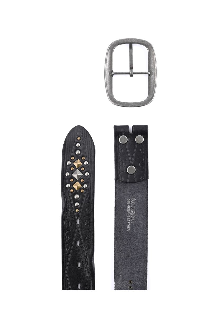 OLD TREND Legend Genuine Leather Bold Studded Statement Belt, Alternate, color, Black