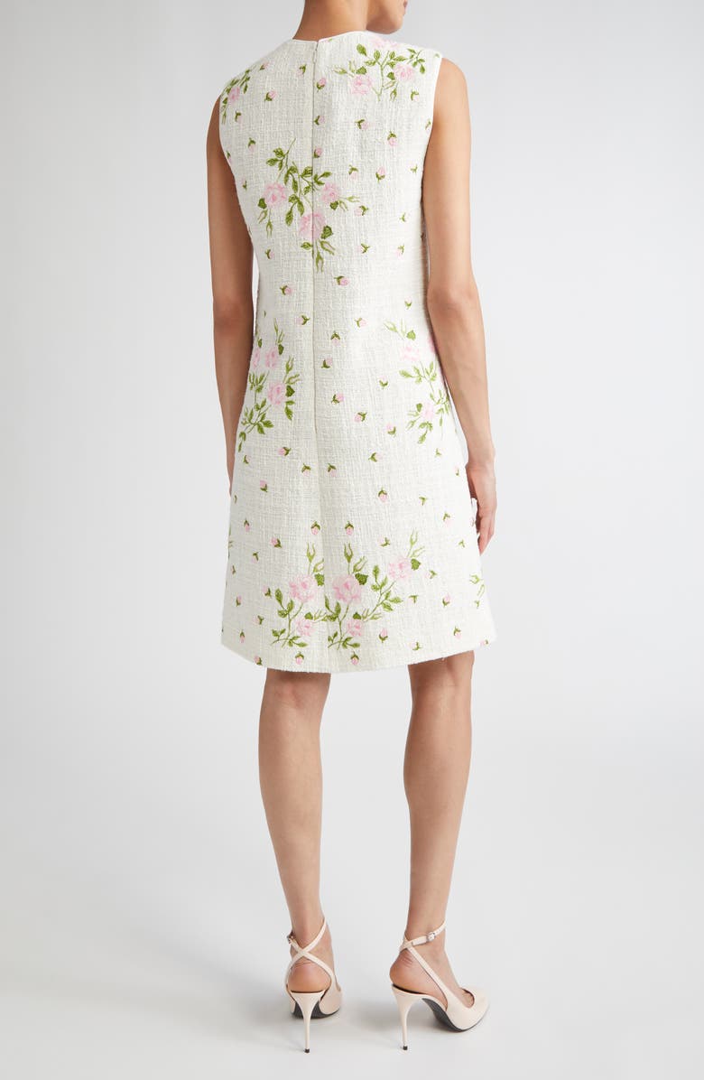 Giambattista Valli Rose Bouclé Tweed Shift Dress, Alternate, color, Trianon Roses Boucle