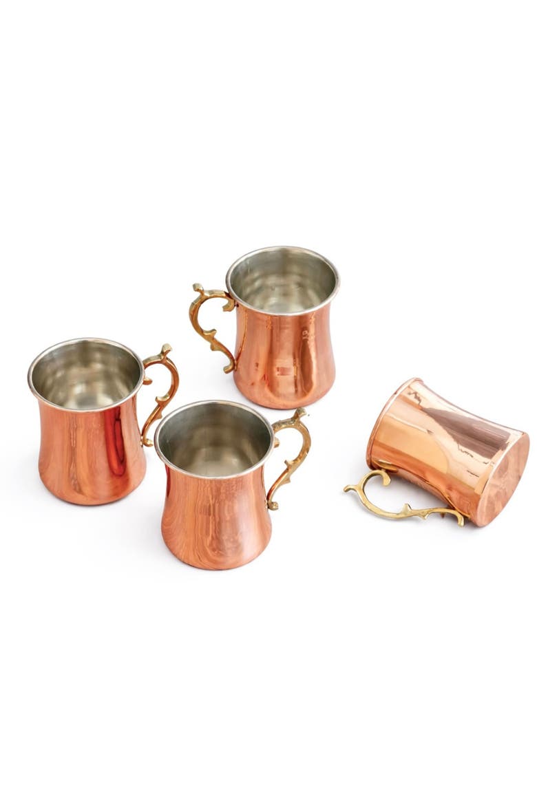 Vintage Inspired Cocktail Mugs, Alternate, color, Brass