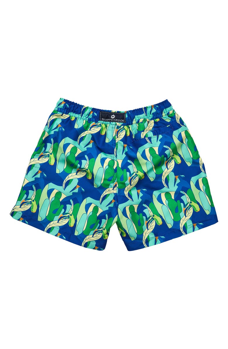 Snapper Rock Kids' Toucan Jungle Swim Trunks, Alternate, color, Blue