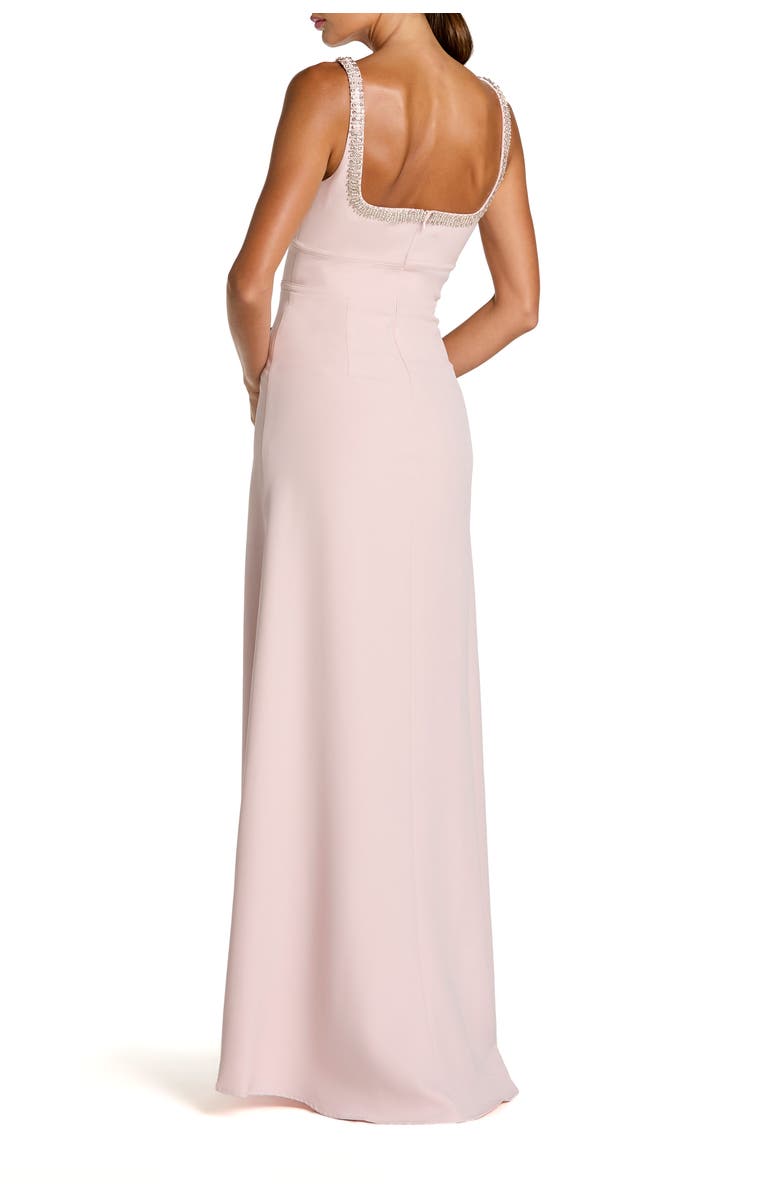 Mac Duggal Petite Crepe A Line Gown With Rhinestone Trim, Alternate, color, Dusty Rose