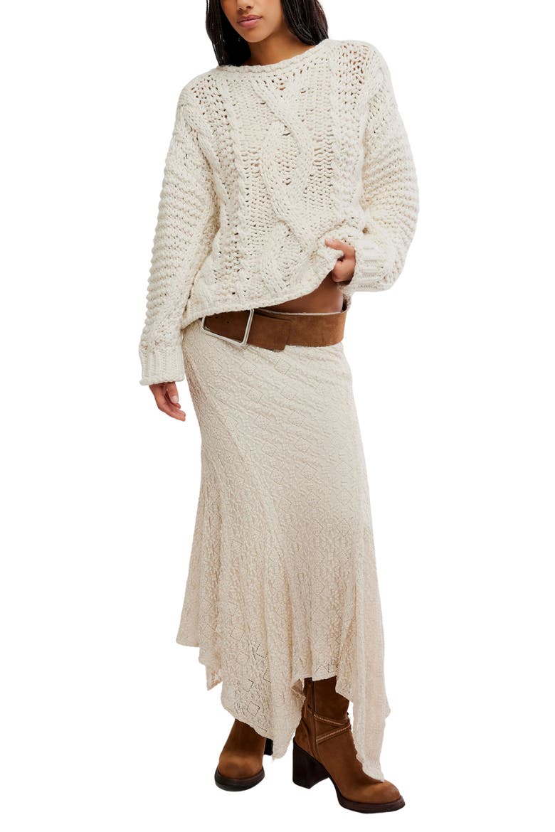 Lola Oversize Stretch Cotton Cable Sweater, Alternate, color, TOFU