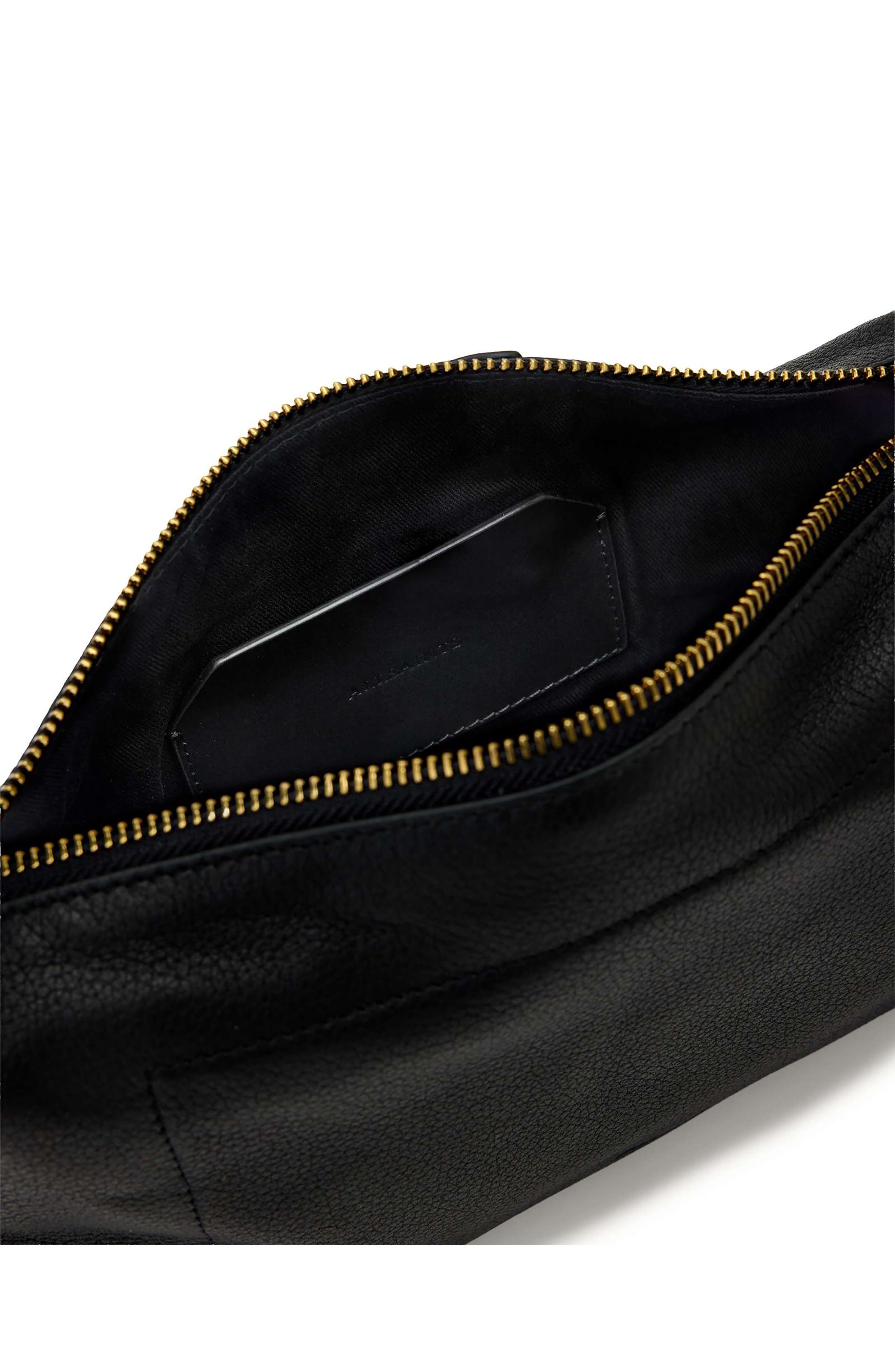 AllSaints Small Alba Zip Leather Crossbody Bag, Alternate, color, Black