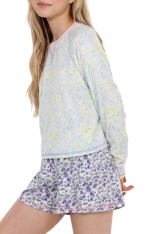 Honeydew Cuddle Crew Floral Rib Short Pajamas In Gray
