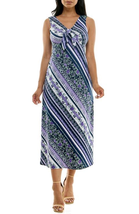 Tie Front Sleeveless Midi Dress