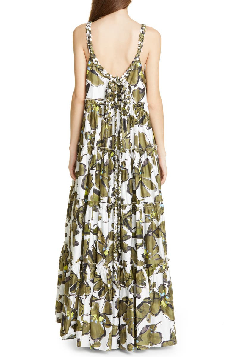Aje Oasis Horizon Floral Tiered Cotton Maxi Sundress, Alternate, color, 