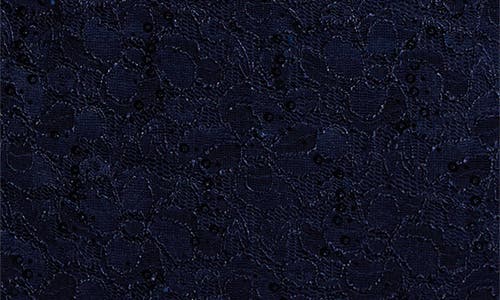 Shop Sl Fashions Slny Floral Lace Sequin Cardigan & Dress Set In Navy