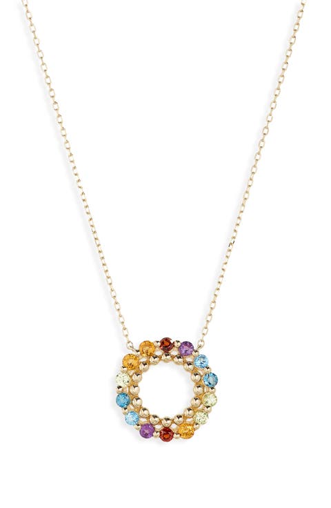 14K Gold Mixed Stone Circle Pendant Necklace (Nordstrom Exclusive)