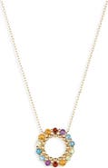Bony Levy 14K Gold Mixed Stone Circle Pendant Necklace