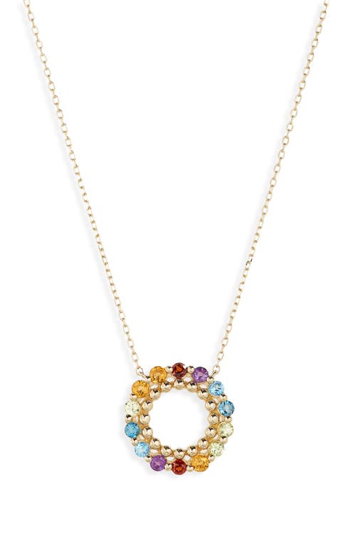 Bony Levy 14k Gold Mixed Stone Circle Pendant Necklace In Yellow Gold/mixed Stone