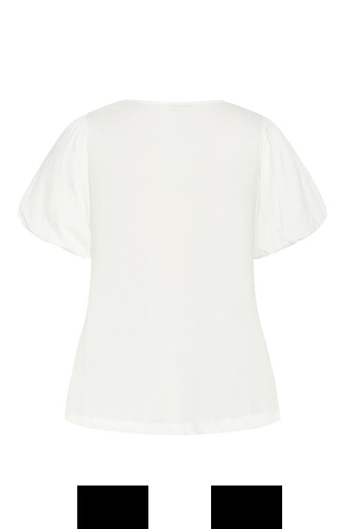City Chic Leona Puff Sleeve Top In White