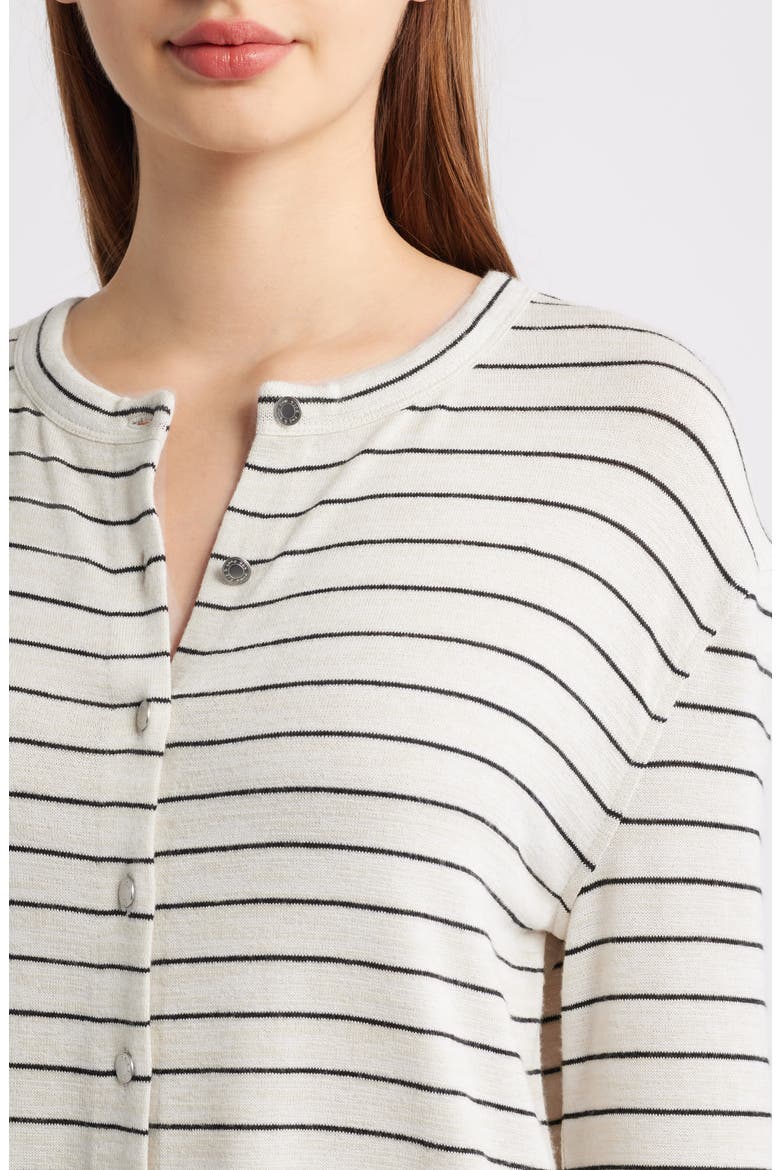 The Knit Stripe Boxy Cardigan, Alternate, color, CREAM STRIPE