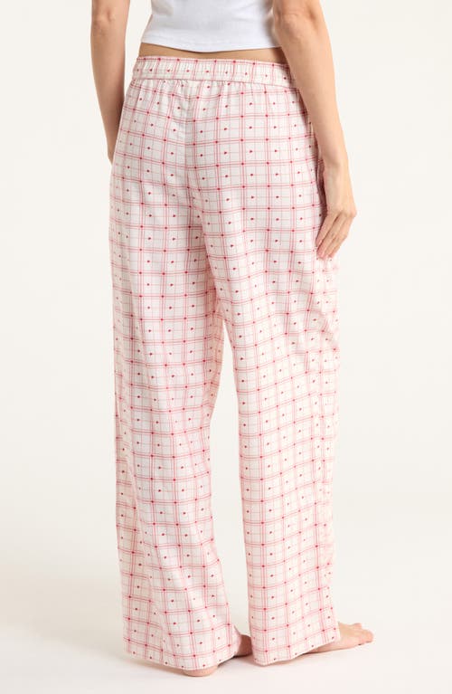 Open Edit Print Flannel Boxer Pajama Pants In Pink