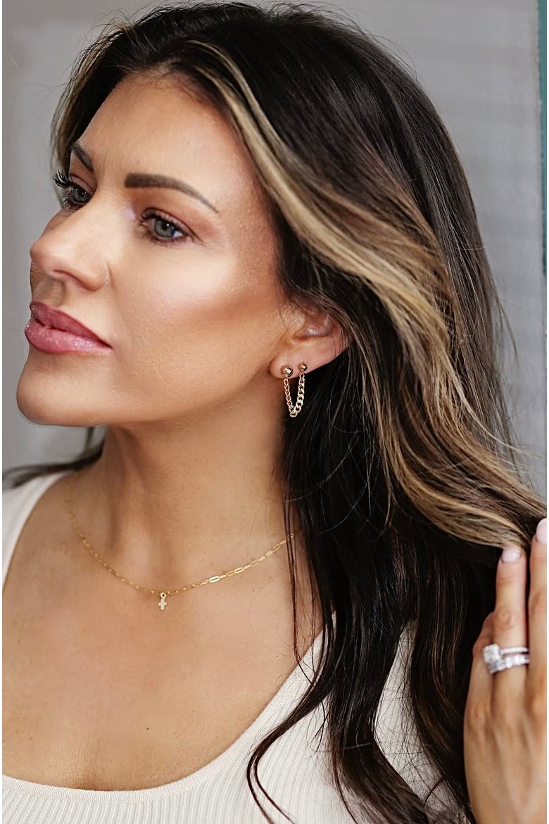 Noelle Gold Filled Mini Cross Necklace, Alternate, color, Gold