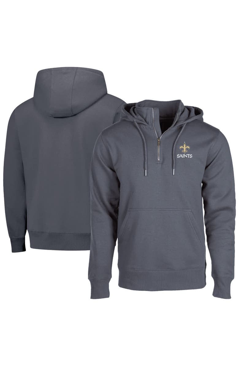 DUNBROOKE Unisex Dunbrooke Graphite New Orleans Saints Defender Quarter-Zip Hoodie, Main, color, Graphite