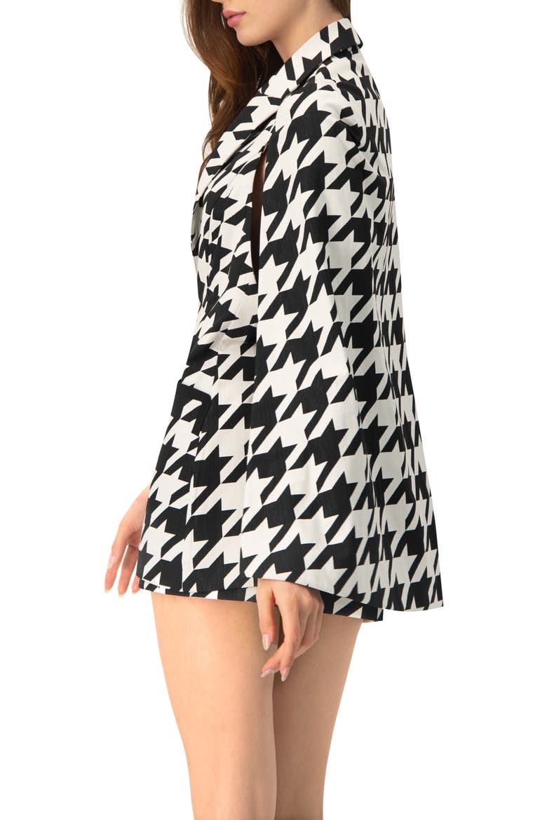 Mega Houndstooth Trench Coat with Cape, Alternate, color, Black