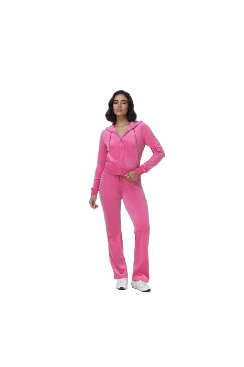 Luxe Velour Zip Hoodie with Rhinestone Bling, Bubblegum, Alternate, color, BUBBLEGUM