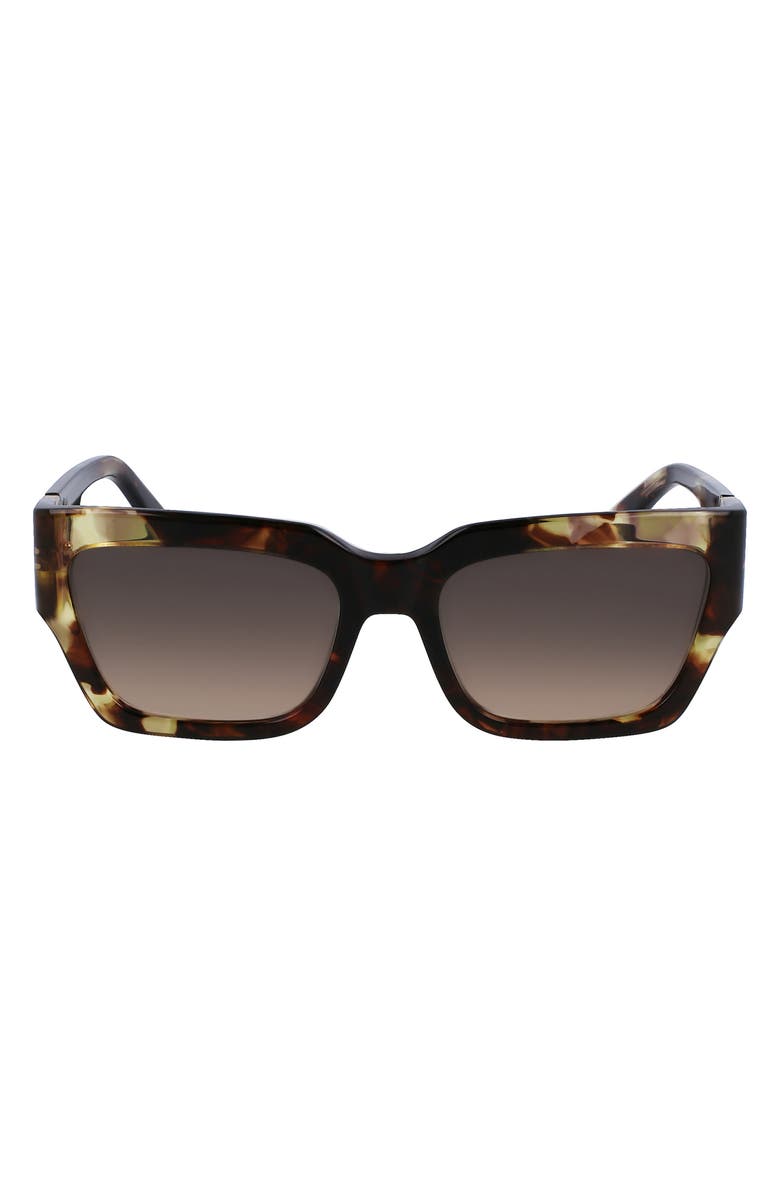 Longchamp 55mm Rectangular Sunglasses, Main, color, Green Havana