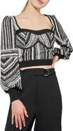 Ming Wang Vari Stripe Bustier Knit Crop Top