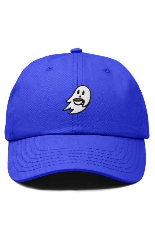 Dalix Coffee Ghost Embroidered Hat In Royal Blue