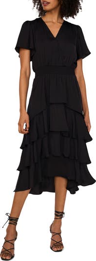 Flutter Sleeve Tiered Dress