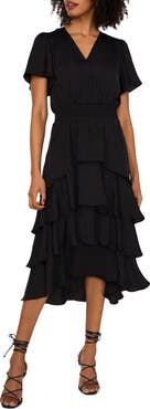 Vince Camuto Flutter Sleeve Tiered Dress