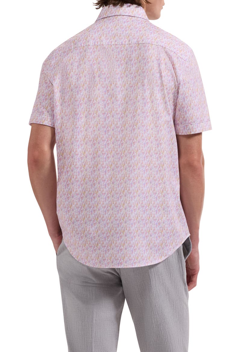 Miles OoohCotton® Watercolor Wine Print Short Sleeve Button-Up Shirt, Alternate, color, PRAWN