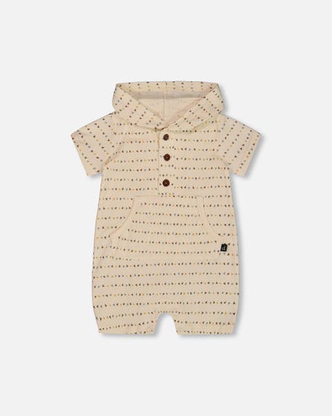 Deux Par Deux Organic Cotton One Piece Pajama - Printed Pastel Fields Deux Par Deux Organic Cotton One Piece Pajama - Printed Pastel Fields